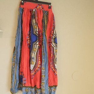 ''Touch Me'', Medium Red, & Blue& purple & yellow, Tribal multi- colored Skirt